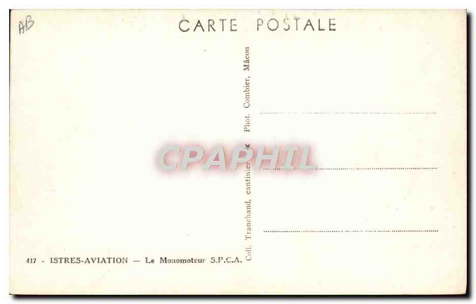 CPM Avion Aviation Istres Aviation Le monomoteur SPCA — Rückseite