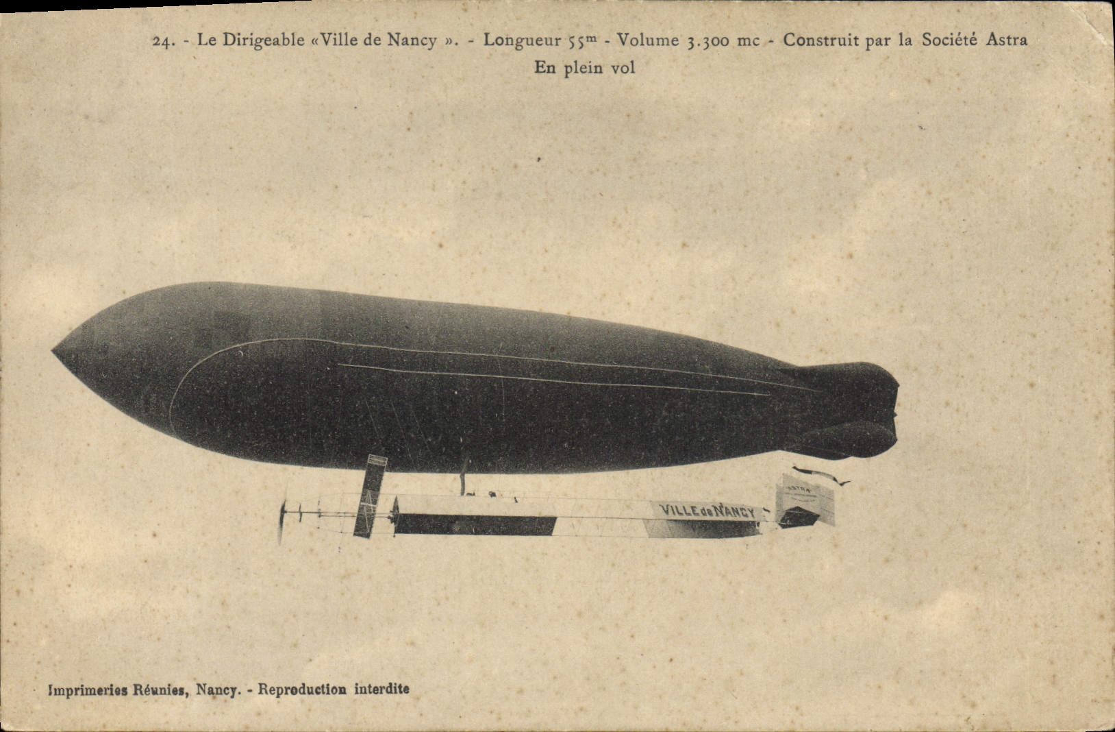 CPA Avion Aviation Dirigeable Zeppelin Ville de Nancy 