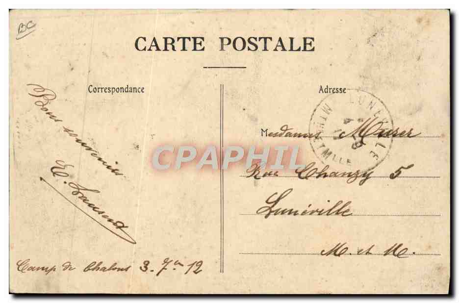 CPA Avion Aviation Dirigeable Zeppelin Camp de Chalons Le dirigeable Militaire Capitaine Marchal evoluant  — Rückseite