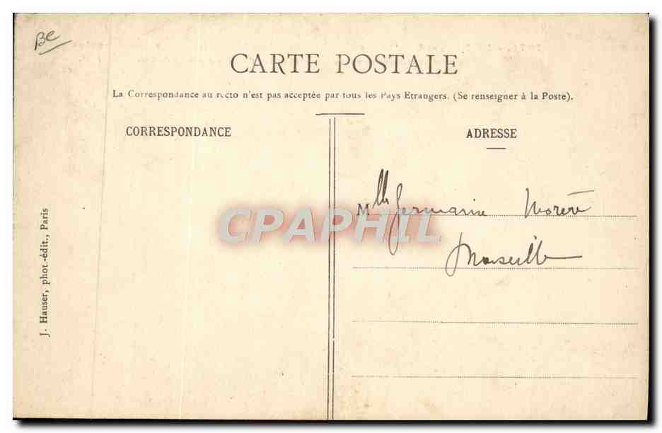 CPA Avion Aviation Dirigeable Zeppelin Clement Bayard se dirigeant vers Montmartre Paris  — Verso