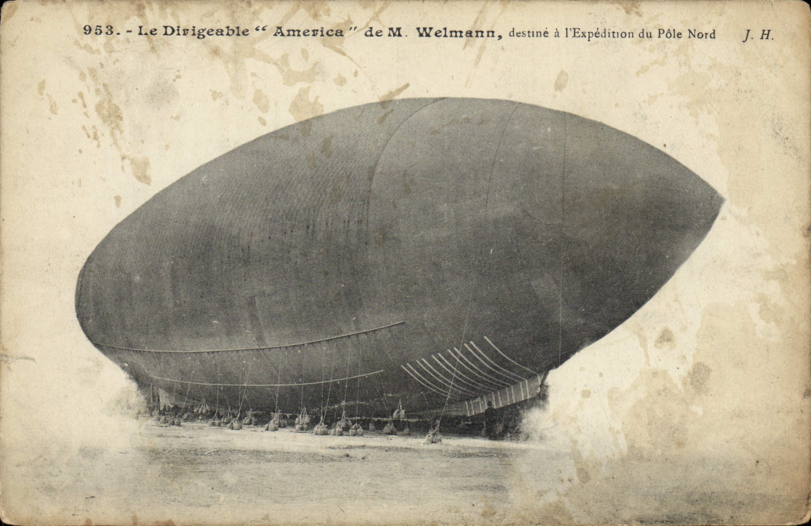 CPA Avion Aviation Dirigeable Zeppelin America de M Welmann destine a l'expedition du Pole Nord Polaire 