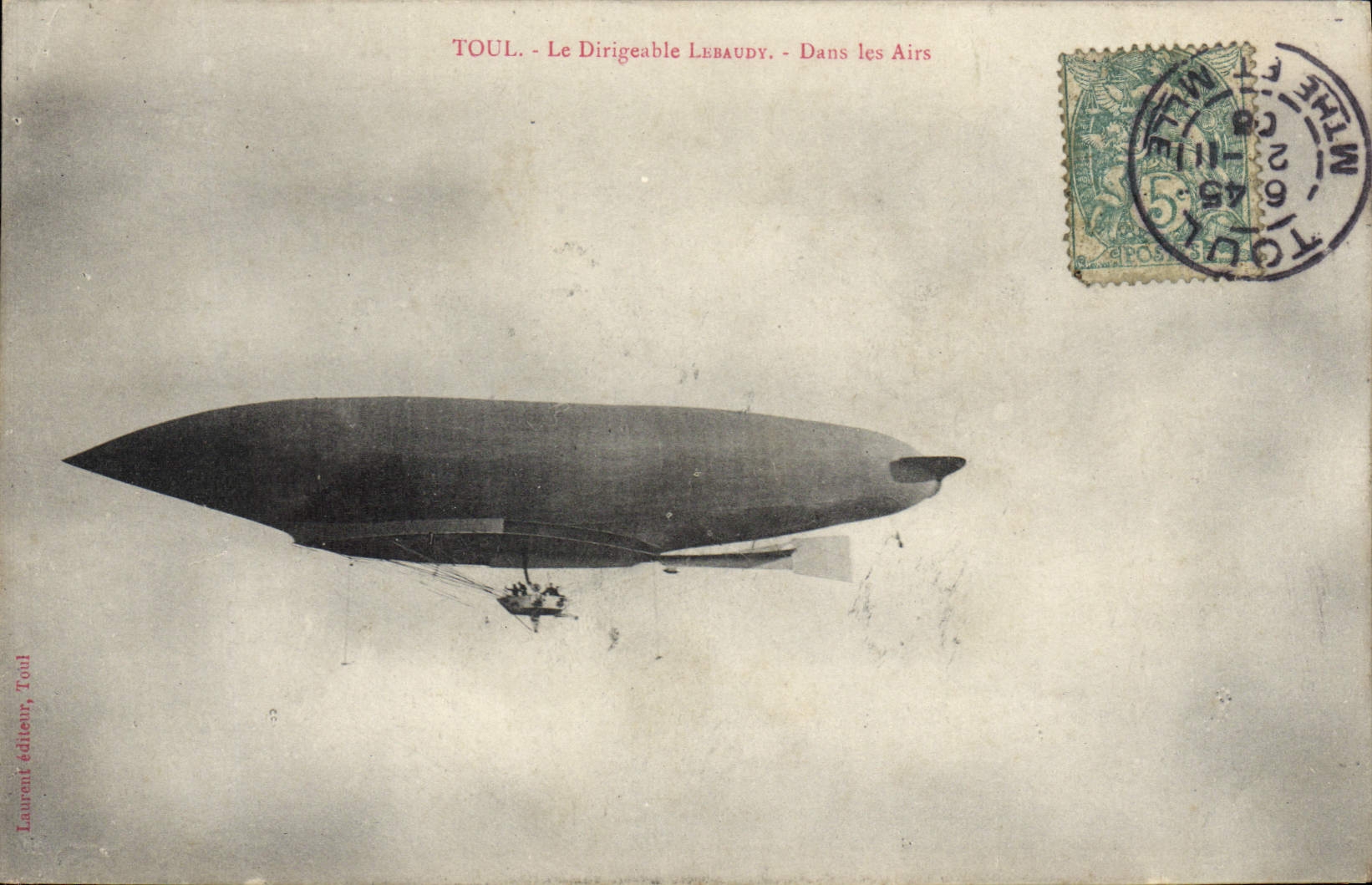 CPA Avion Aviation Dirigeable Zeppelin Toul Le dirigeable Lebaudy Dans les airs 