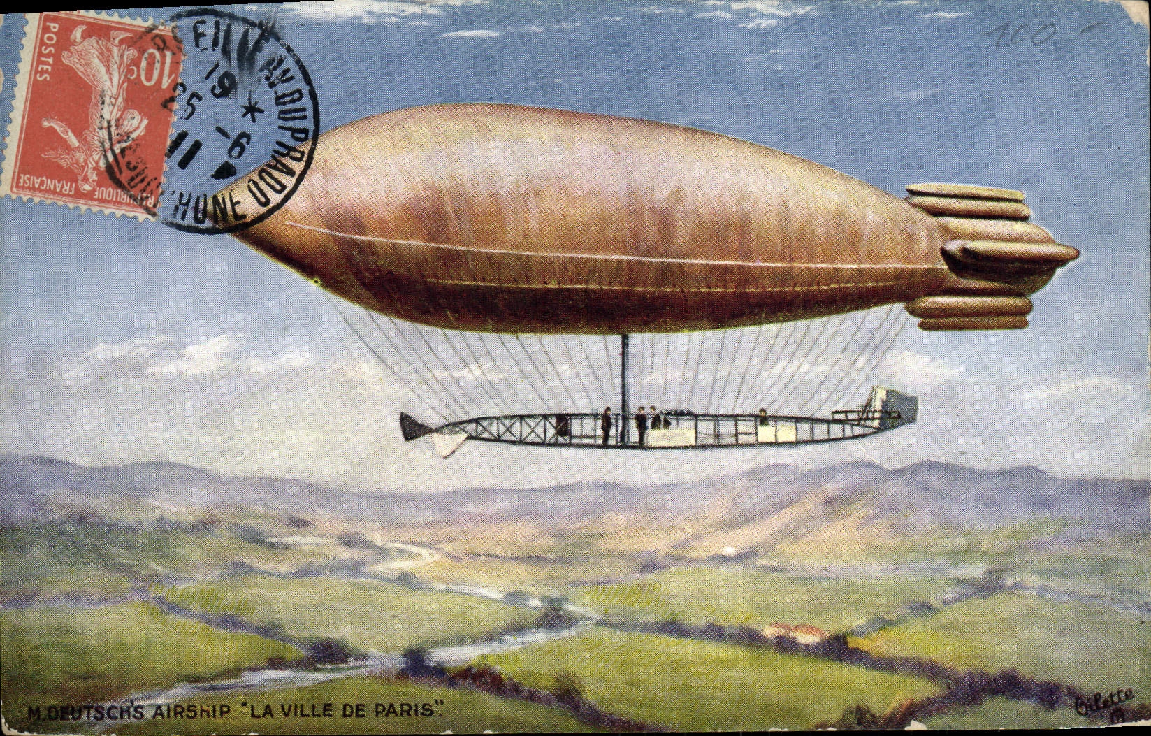 CPA Avion Aviation Dirigeable Zeppelin Ville de Paris 