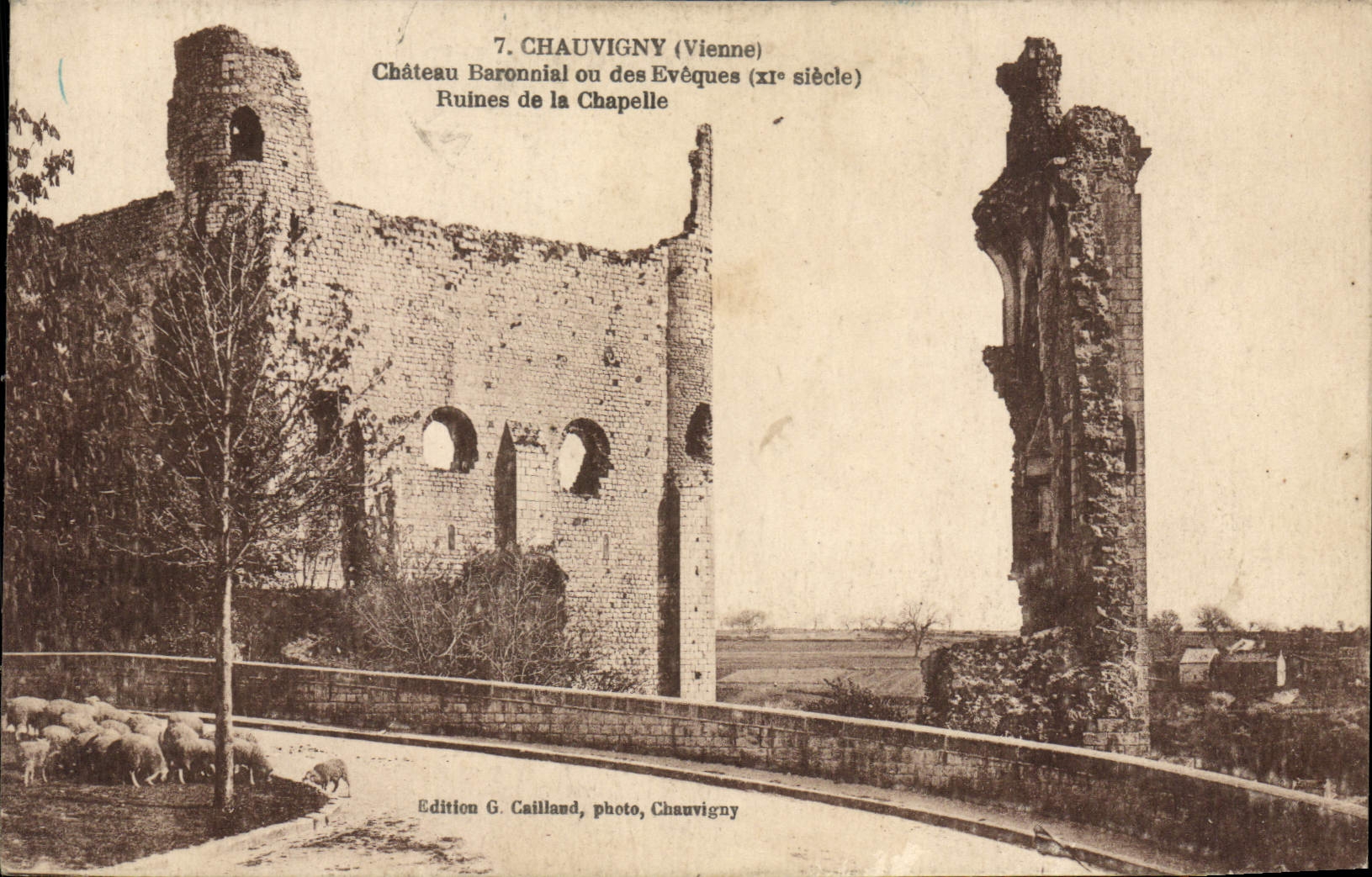 Chauvigny (Vienne) — Château Baronial ou des Évêques (XIe siècle), Ruines de la Chapelle — Édition G. Cailland, photo Chauvigny