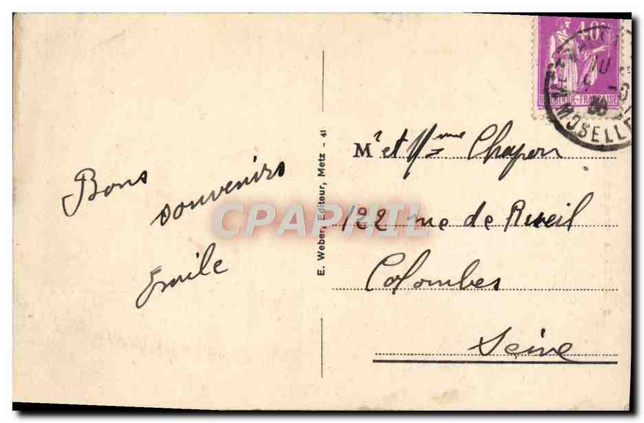 CPA Metz La Porte des Allemands — Rückseite