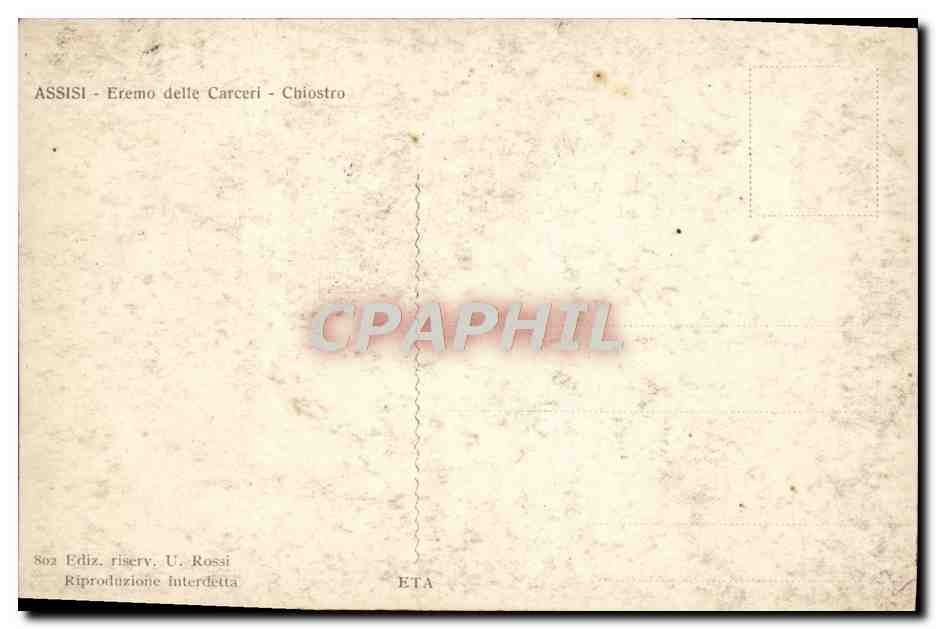 CPA Assisi Eremo delle Carceri Chiostro — Verso