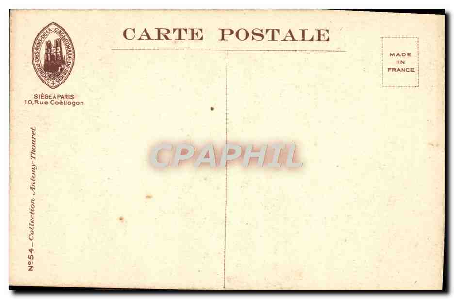 CPA Reims Cathedrale Le Coq Surveillant Berru Pinacle du Contrefort Sud Est du Croisillon Nord — Rückseite