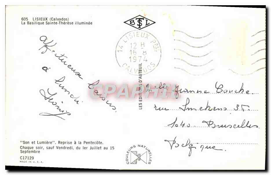 CPM Lisieux La Basilique Sainte Therese Illuminee — Verso