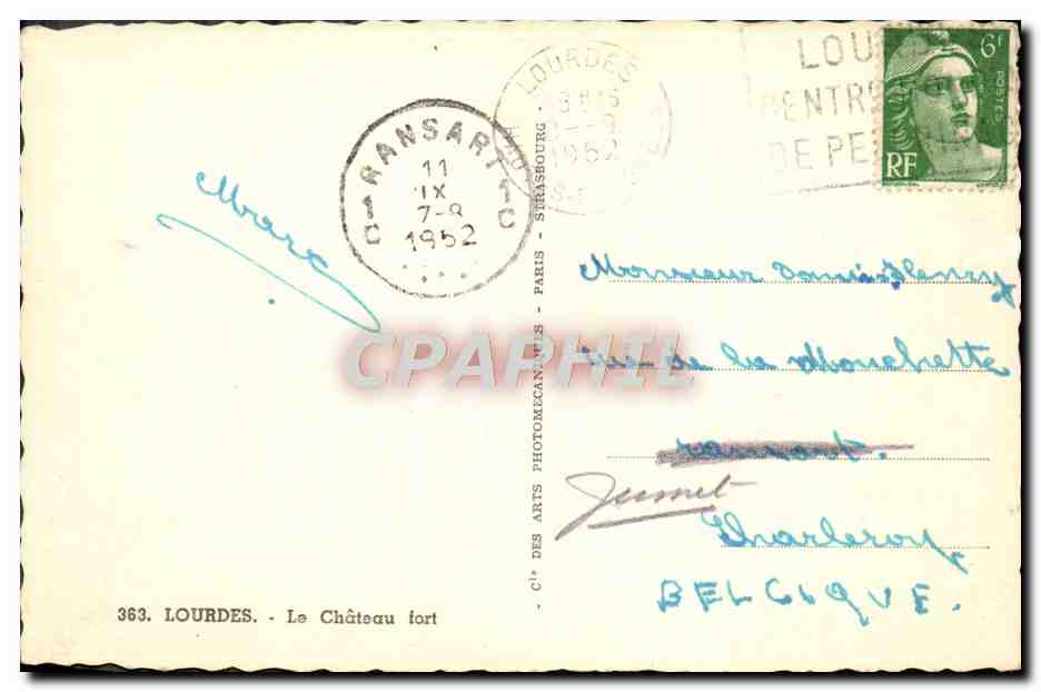 CPM Lourdes Le Chateau Fort — Verso