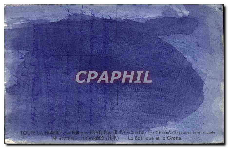 CPM Lourdes La basilique et la Grotte — Verso