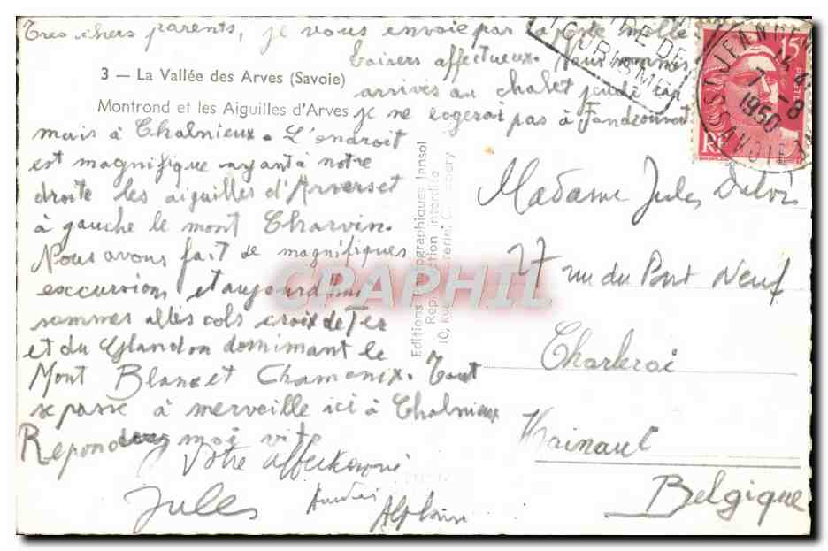 CPM La Vallee des Arves Montrond et les Aiguilles d'Arves — Rückseite