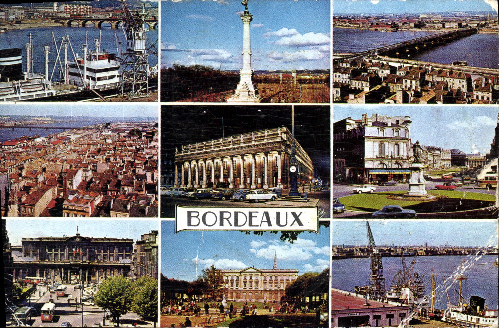 CPM Bordeaux Le pont de pierre Le monument des Girondins Le port La place Tourny