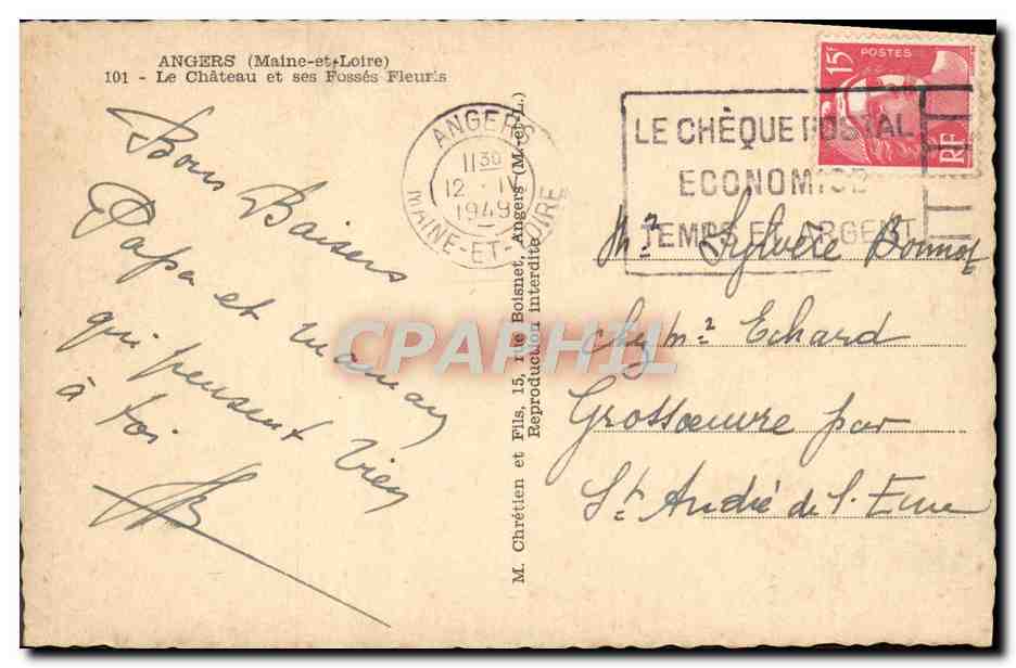CPA Angers Le Chateau Et Ses Fosses Fleuris — Rückseite