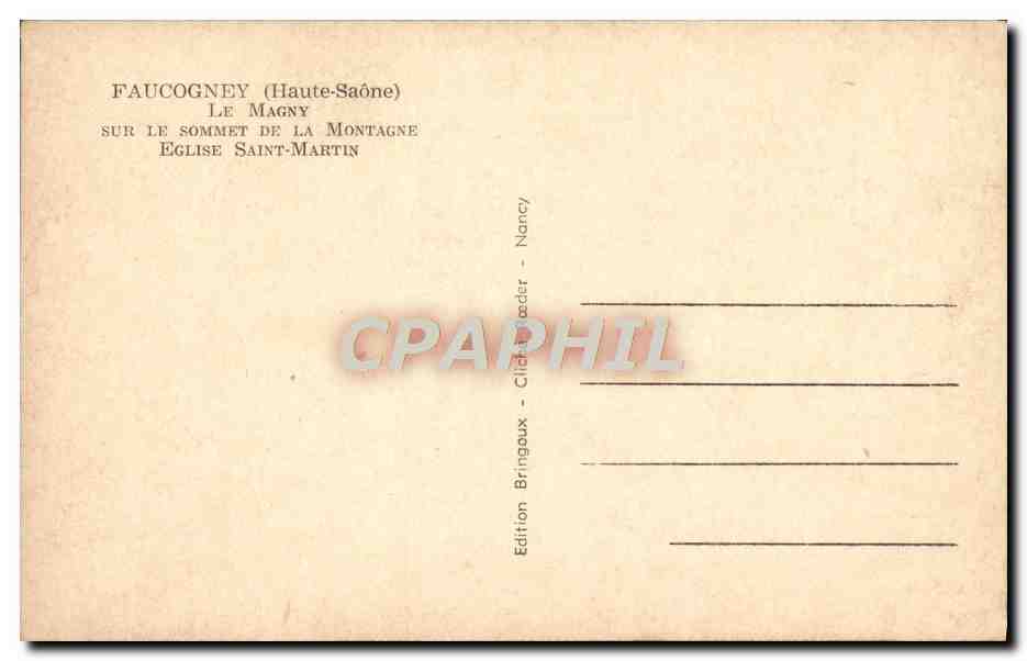 CPA Faucogney Le Magny Sur Le Sommet De La Montagne Eglise Saint Martin — Rückseite