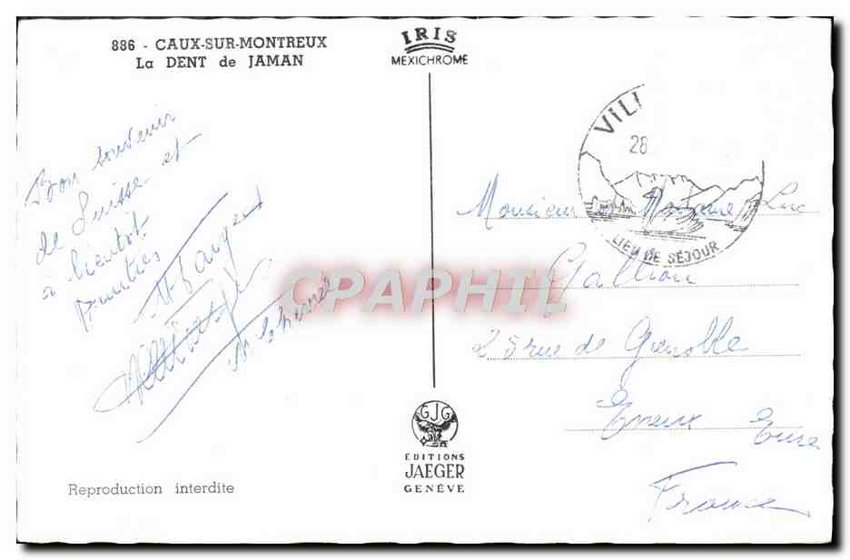 CPM Caux Sur Montreux La Dent De Jaman — Rückseite