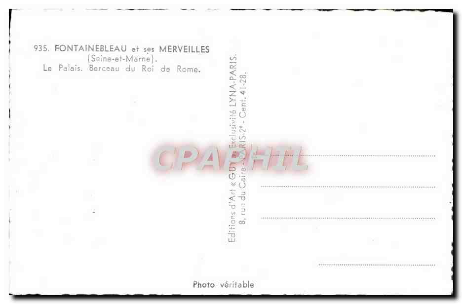 Fontainebleau — El Palacio. Cuna del Rey de Roma — Ediciones de Arte & GDT, París — Reverso