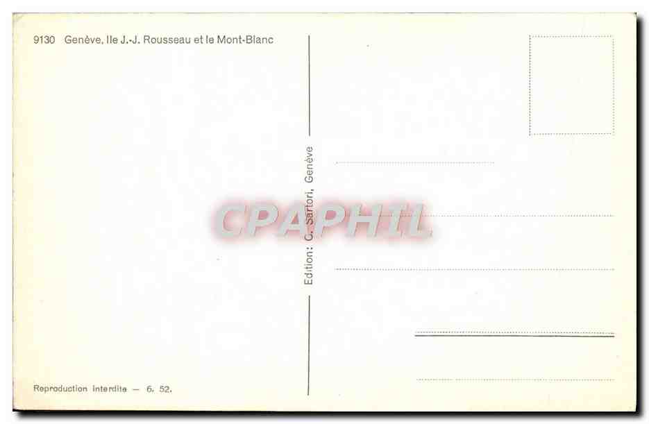 CPM Geneve Ille JJ Rousseau Et Le Mont Blanc — Back