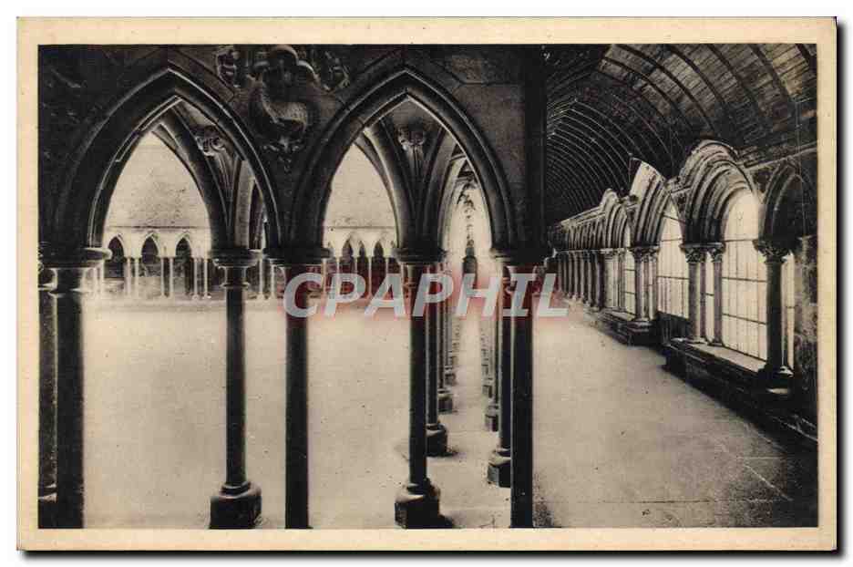 CPA Abbaye Du Mont St Michel Le Cloitre Galerie Ouest