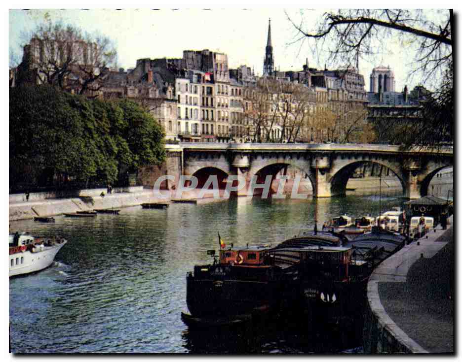 CPM Paris La Saint La Cite Bateau Peniche