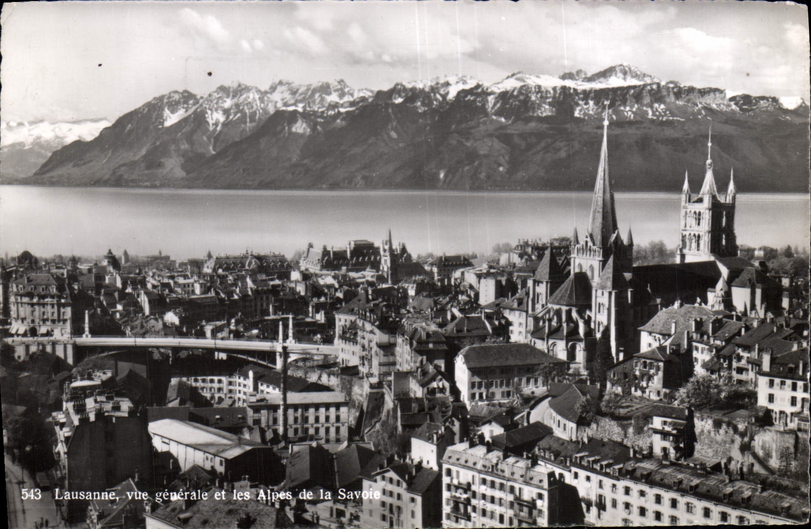 Lausanne, vue générale et les Alpes de la Savoie — Phot. Tartori, Genève, n° 543