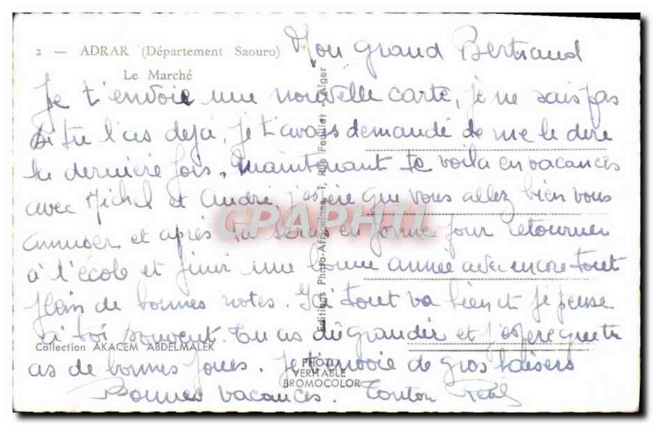 Adrar — Le Marché — Éditeur Epra — Verso