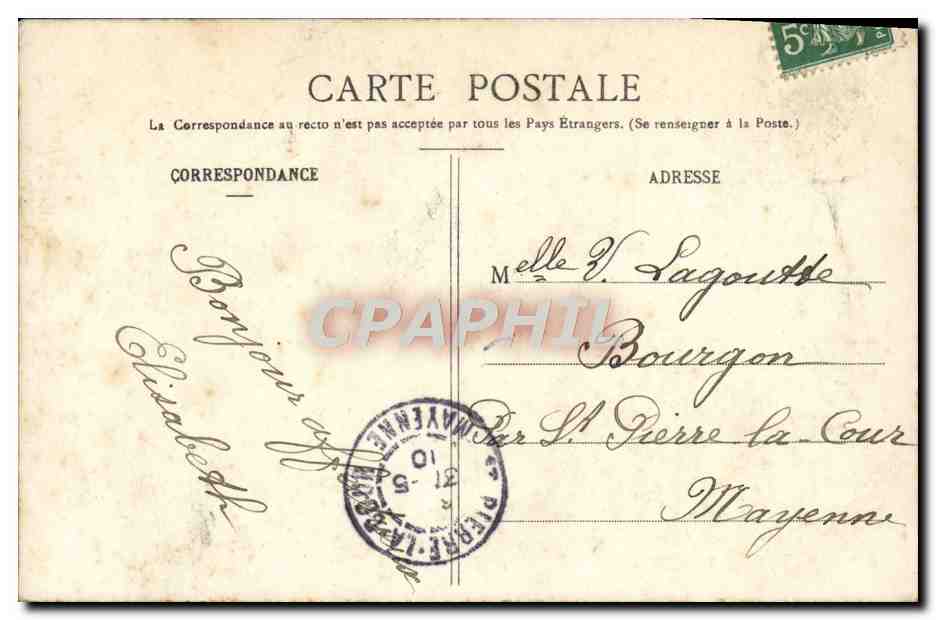 CPA James Buret Place dans le Chene la Statuette de Notre Dame — Verso