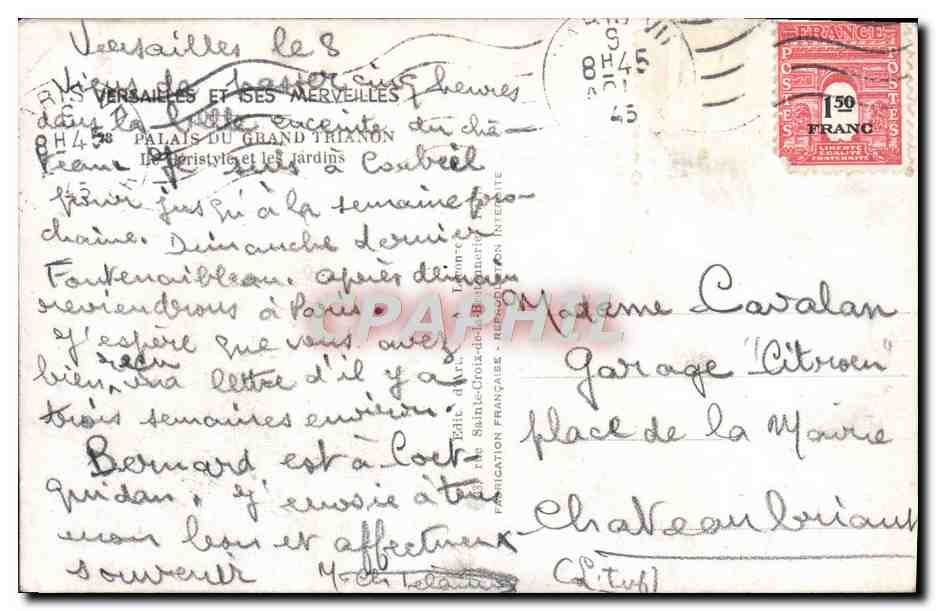 CPA Versailles et Ses Merveilles Le peristyle et les jardins — Verso