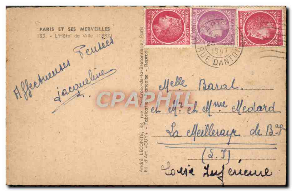 CPA Paris Et Ses Merveilles L'Hotel de Ville — Rückseite