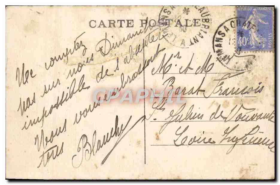 CPA Riaille L'etang de la Poiteviniere — Rückseite