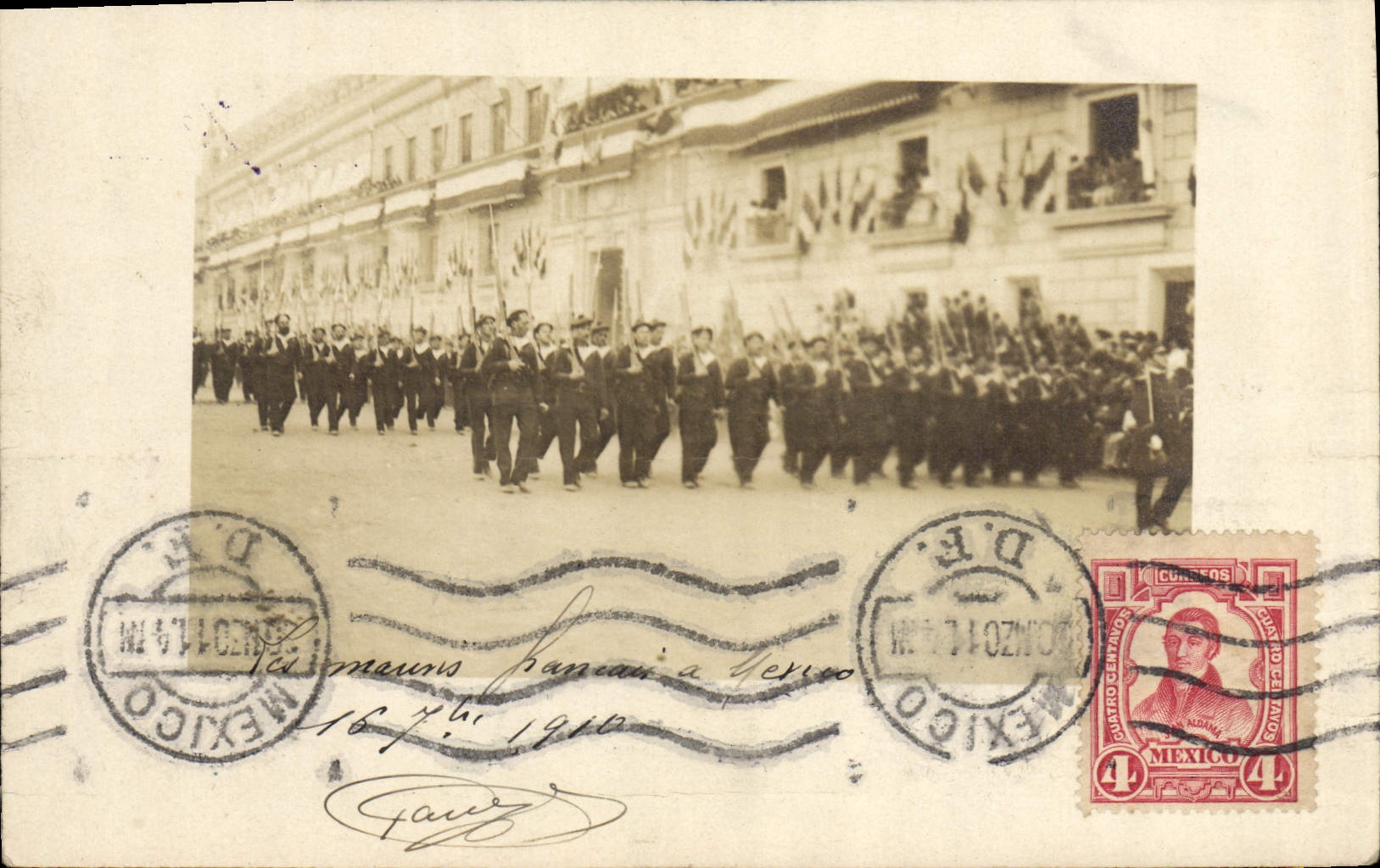 Marche des marins à Mexico — 16 avril 1910 — éditeur inconnu