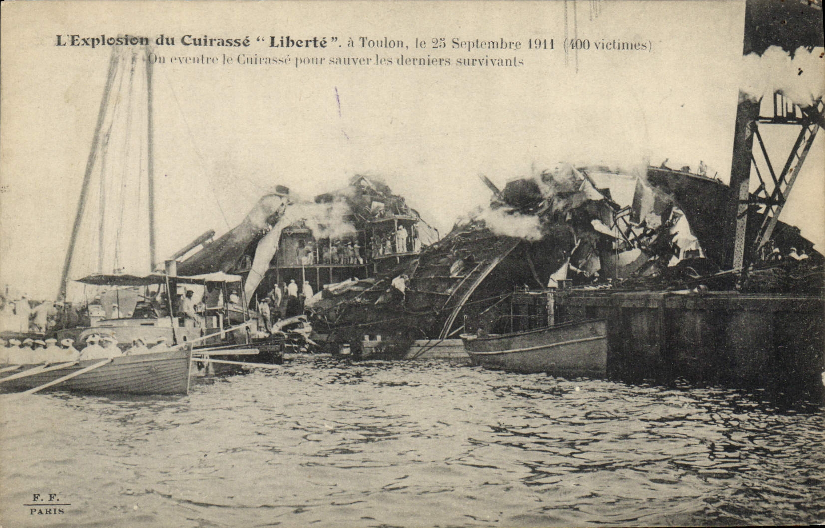 Explosión del acorazado "Liberté" en Toulón — 25 de septiembre de 1911 — E.F. París