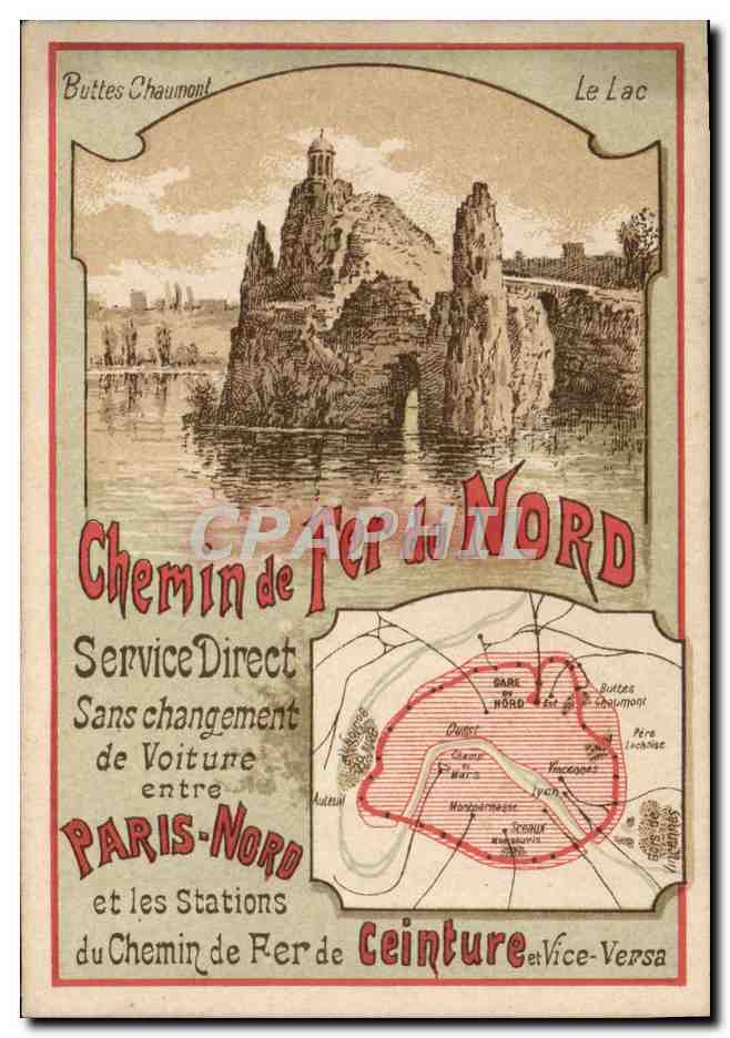 CPA Train Chemin de fer du Nord Paris Nord Buttes Chaumont 