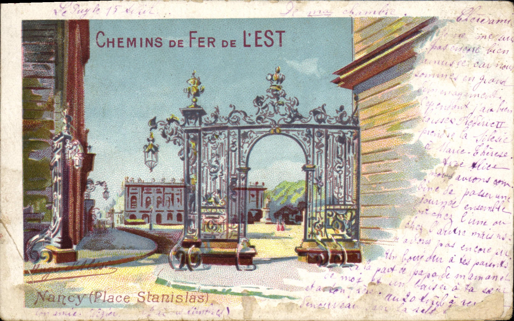 CPA Train Chemins de fer de l'Est Nancy Place Stanislas