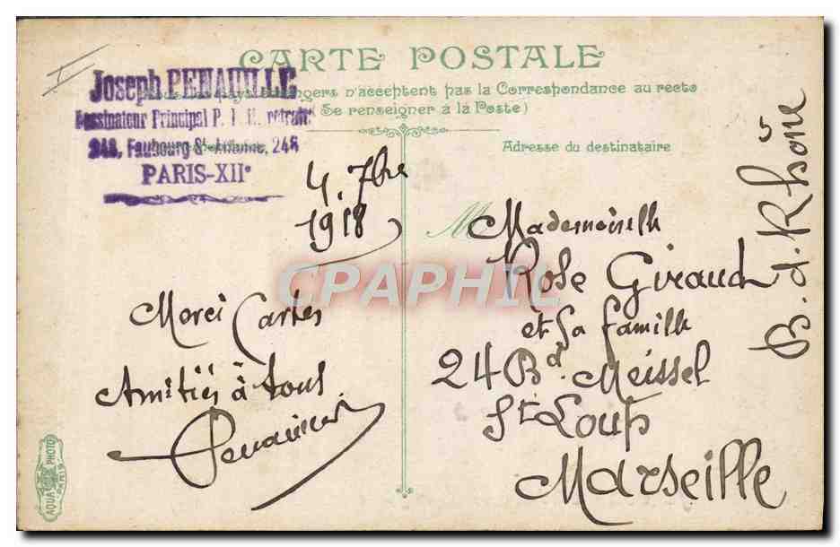 CPA Train Paris  — Verso