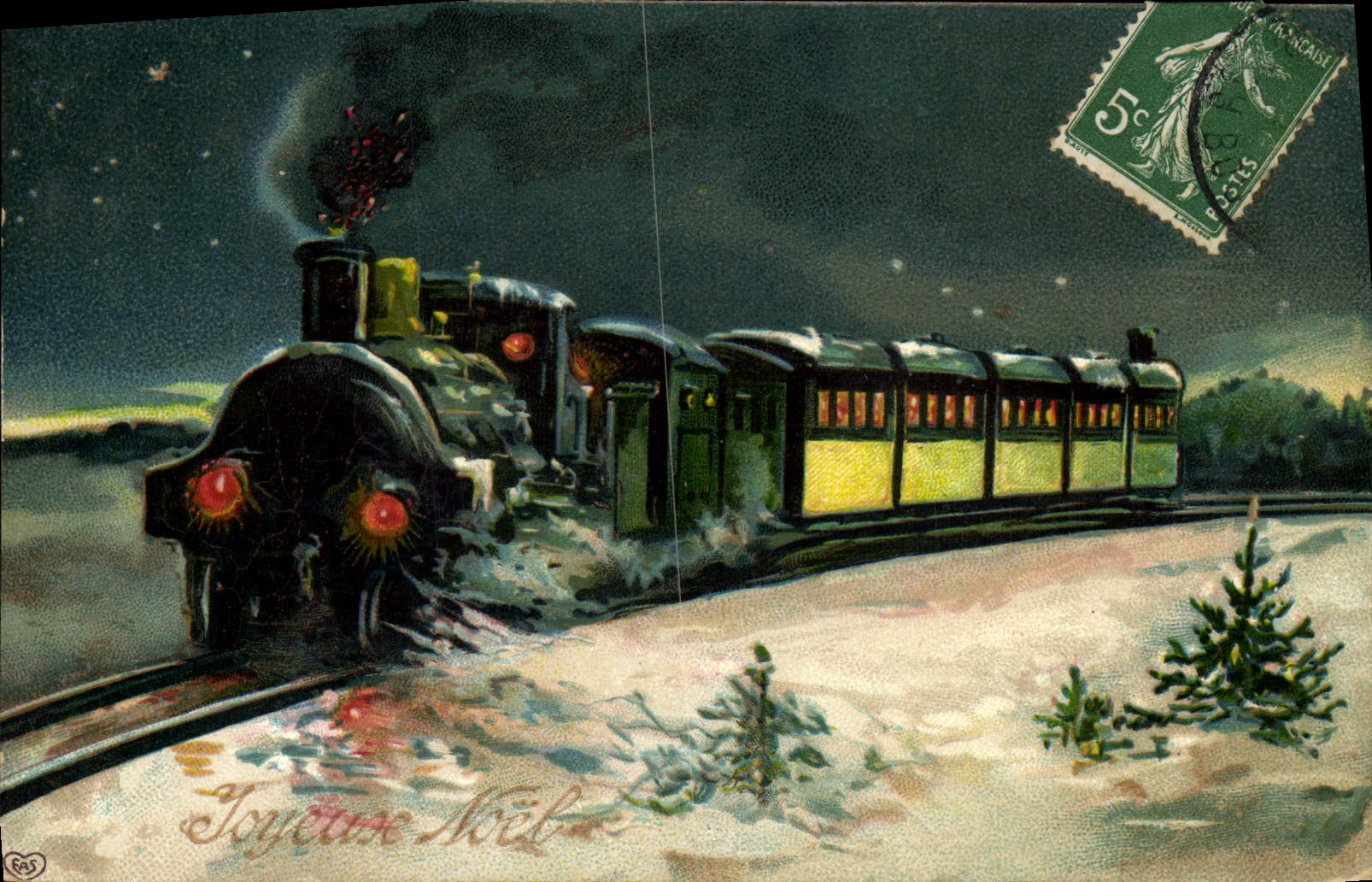CPA Train Joyeux Noel