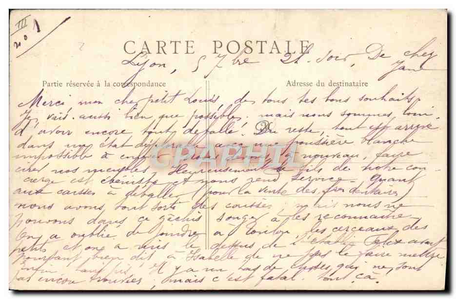 CPA Lyon Le cours Morand Tramway Byrrh  — Verso
