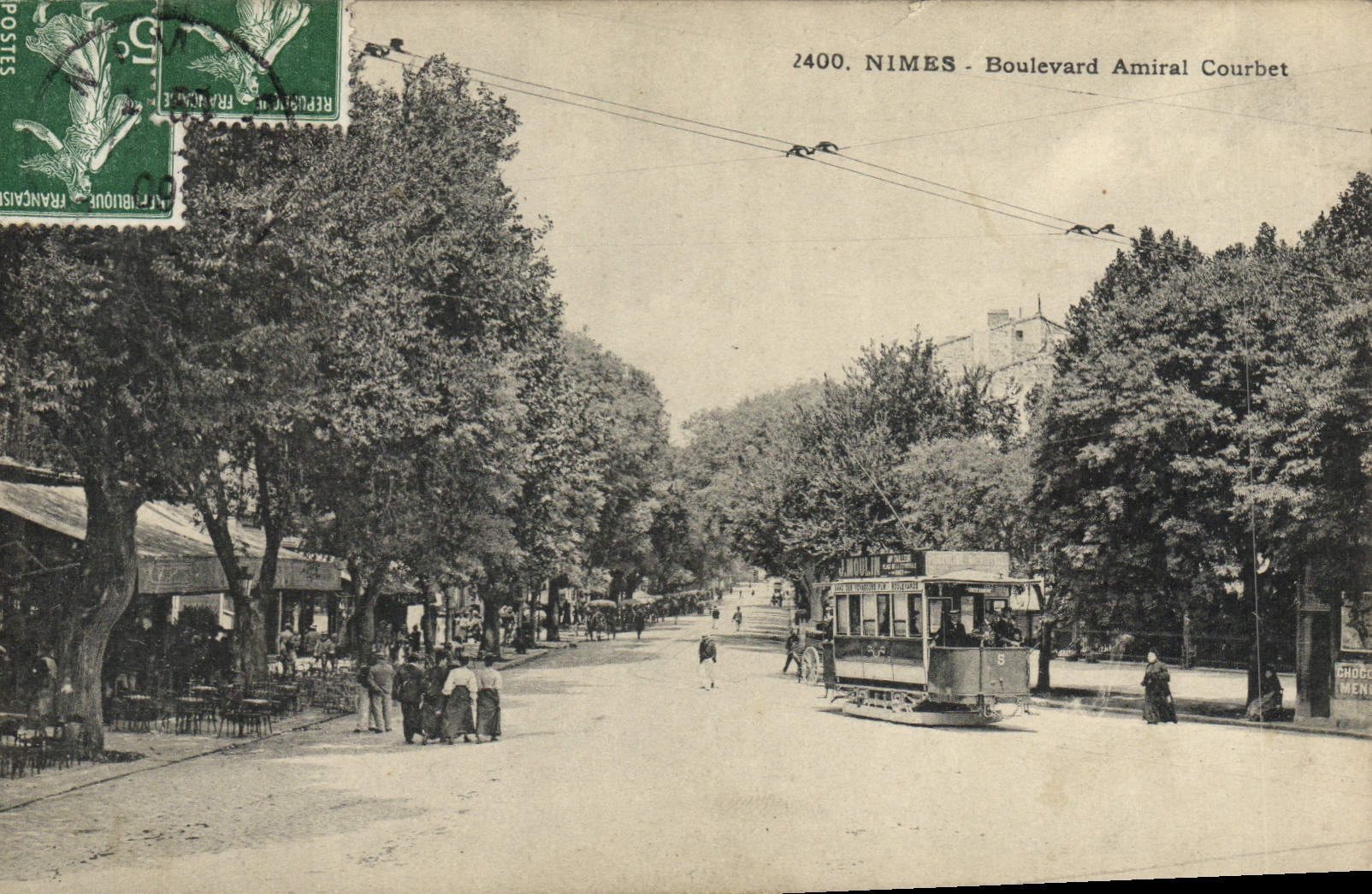 CPA Nimes Boulevard Amiral Courbet Tramway