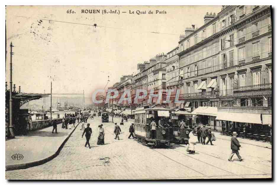 CPA Rouen Le quai de Paris Tramway