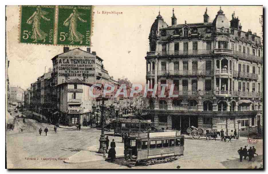 CPA Beziers Republique Tramway