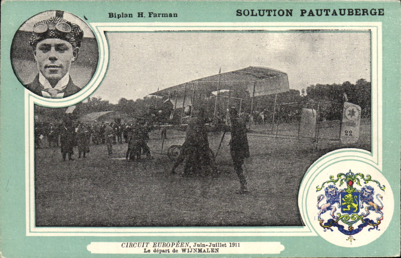 Biplan H. Farman — Europäischer Rundflug, Juni-Juli 1911 — Der Abflug von Wijnmalen — Lösung Pautauberge