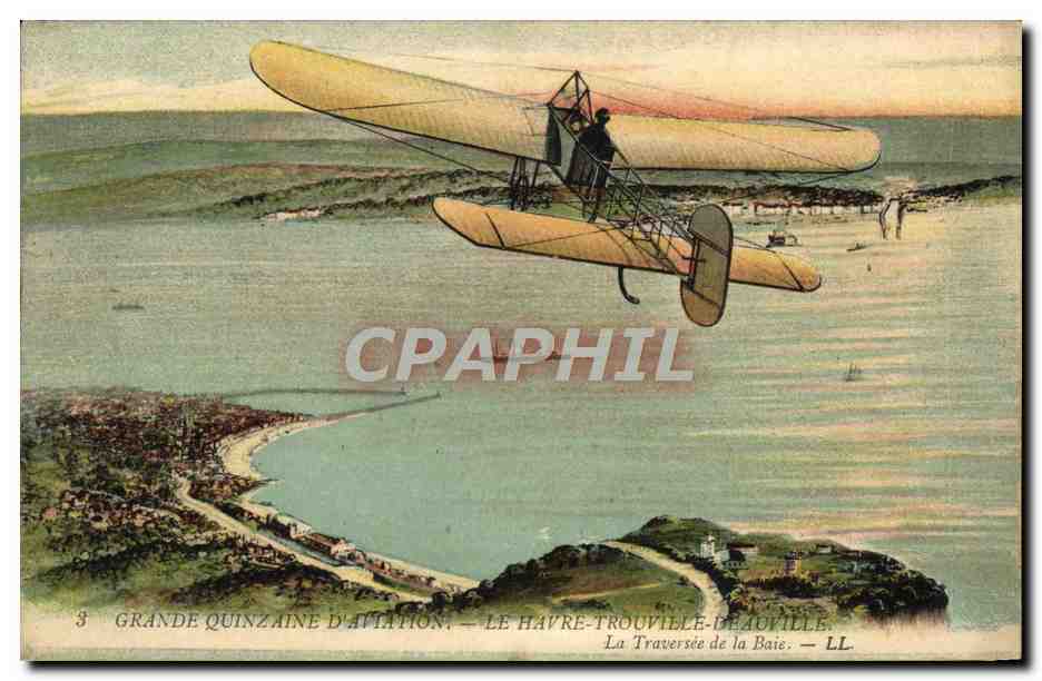 CPA Avion Aviation Grande Quinzaine Le Havre Trouville Deauville La traversee de la baie 