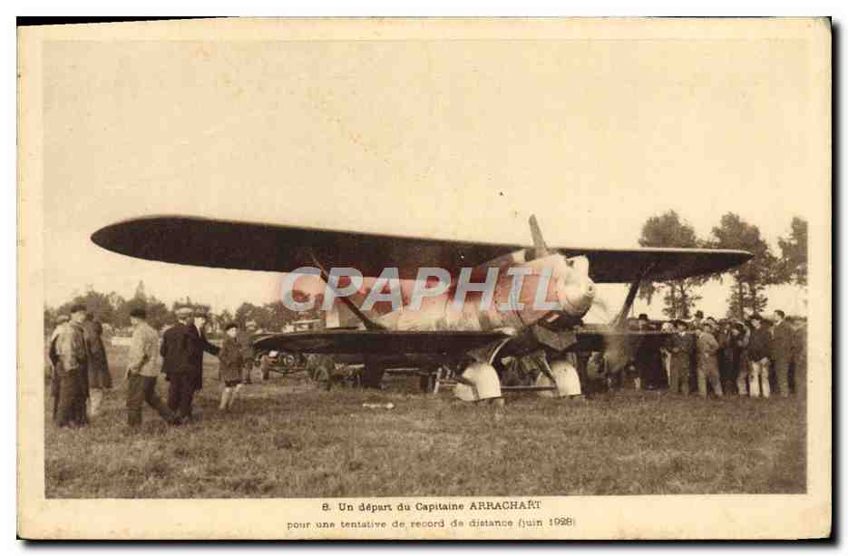 CPA Avion Aviation Un depart du capitaine Arrachart Breguet 