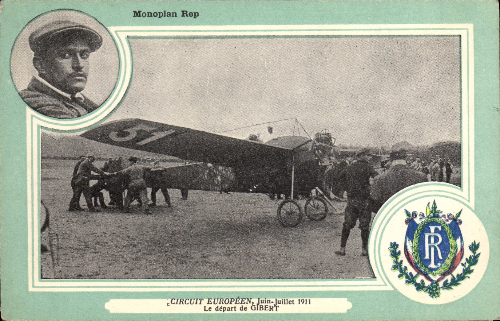 CPA Avion Aviation Monoplan Rep Circuit Europeen Juin Juillet 1911 Le depart de Gibert