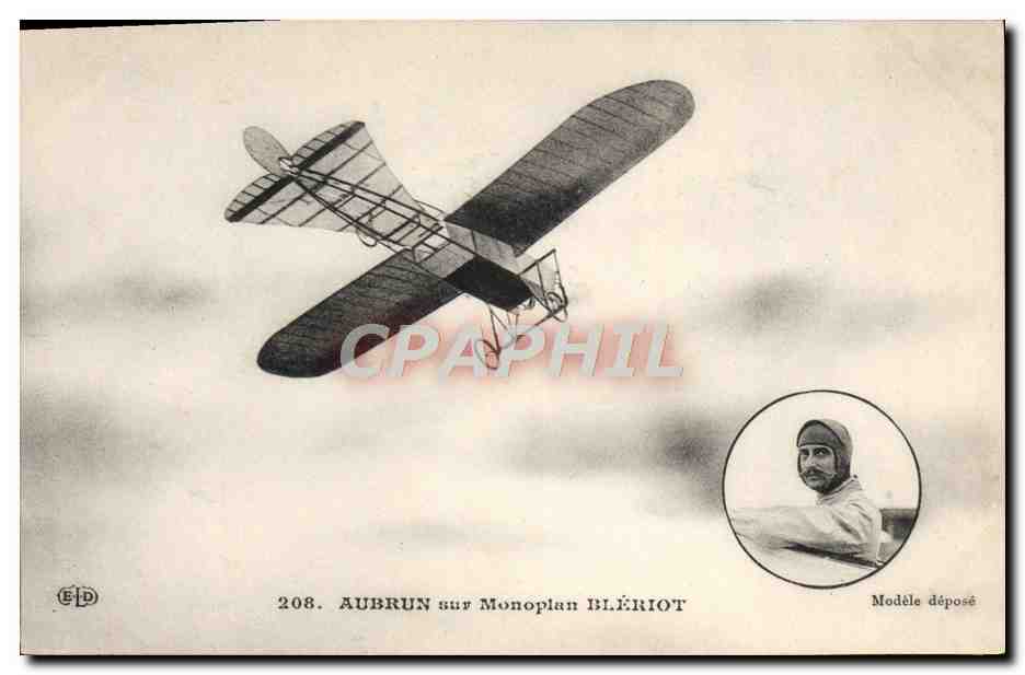 CPA Avion Aviation Aubrun sur monoplan Bleriot 