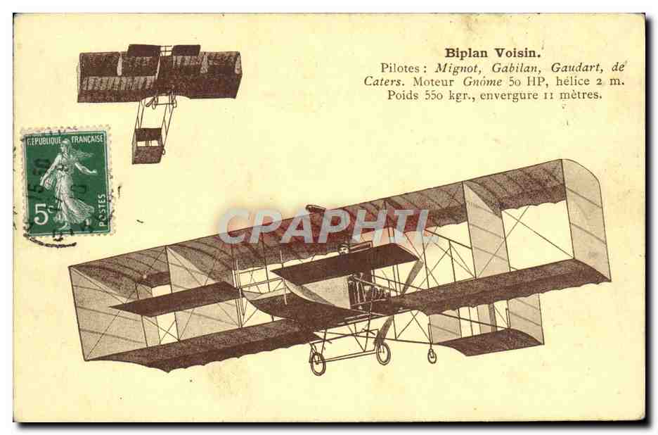 CPA Avion Aviation Biplan Voisin Mignot Gabilan Gaudart 