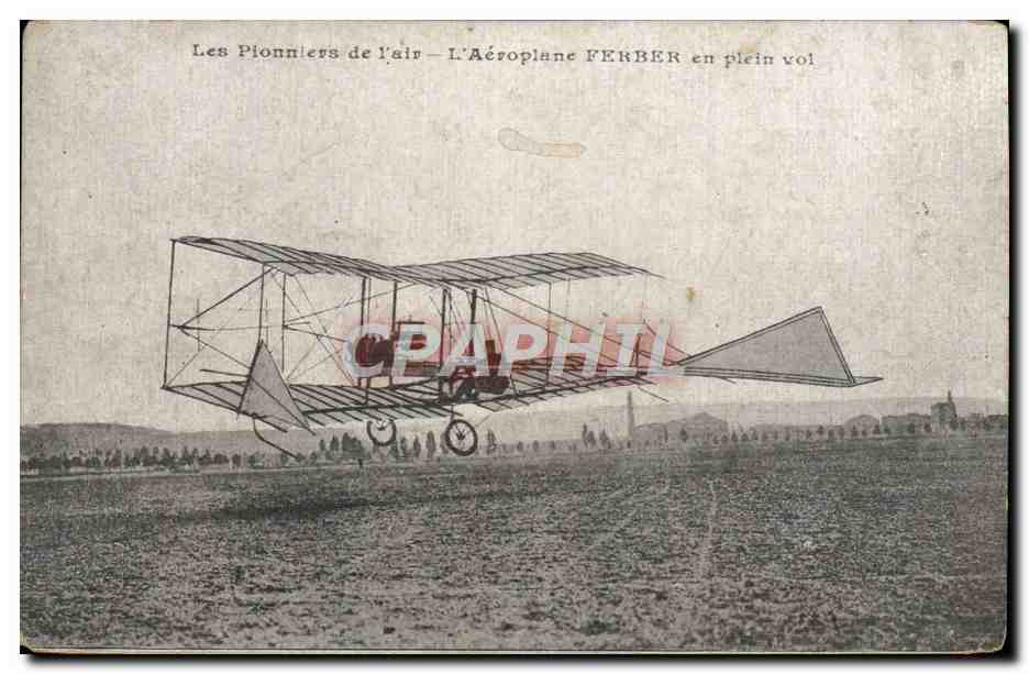 CPA Avion Aviation Aeroplane Ferber en plein vol 