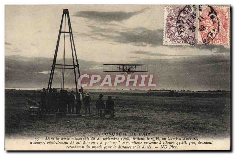 CPA Avion Aviation Wilbur Wright au camp d'Auvours 