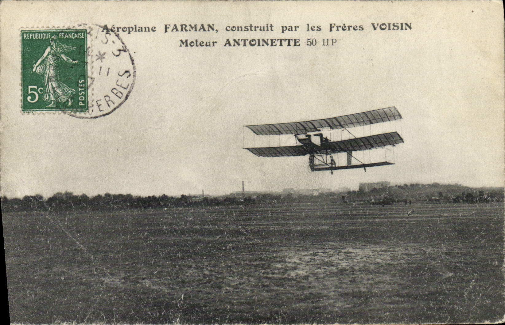 CPA Avion Aviation Aeroplane Farman Freres Voisin Moteur Antoinette