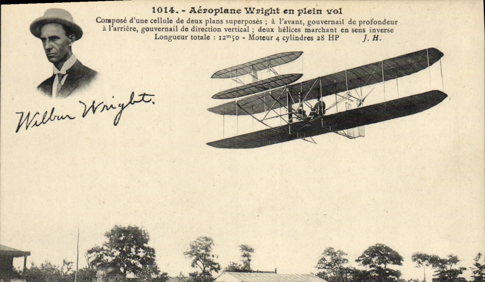 CPA Avion Aviation Aeroplane Wright en plein vol