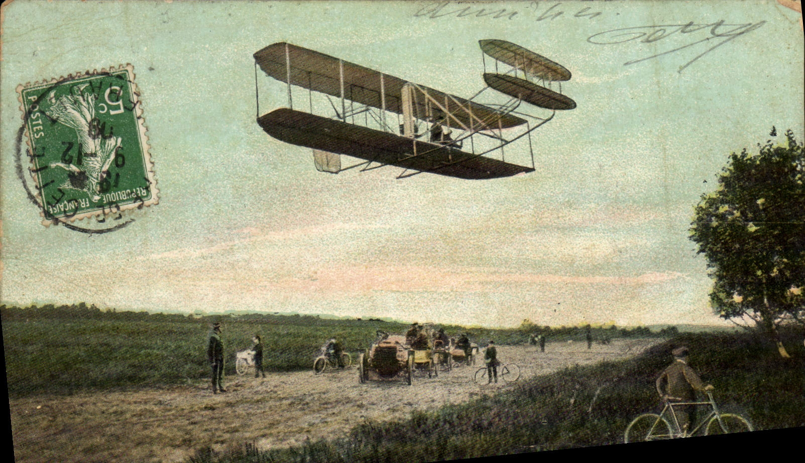CPA Avion Aviation Aeroplane Wilbur Wright Un virage Velo 